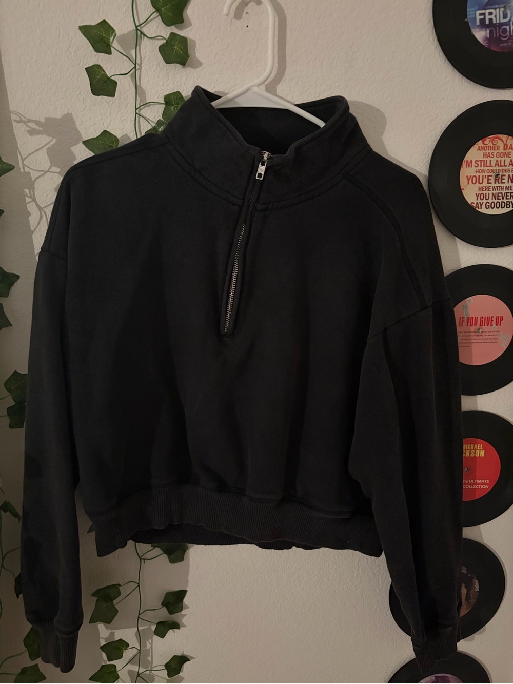 Victoria's Secret Black Half-Zip Cropped Sweatshirt